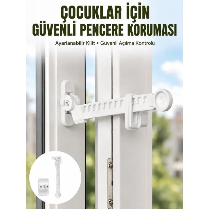 Mey İthalat® Cam Pencere Açılma Kontrol Kilidi Kolay Montaj 3’lü Yeni Nesil