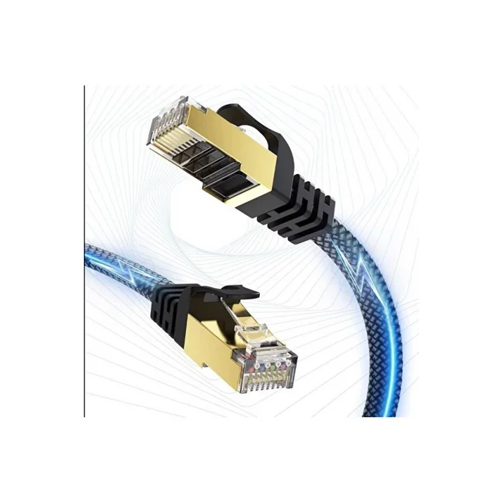 Mey İthalat® Cat 8 LAN Kablosu –Ethernet Kablosu Örgü Kaplama, Yüksek Hızlı (2 METRE)