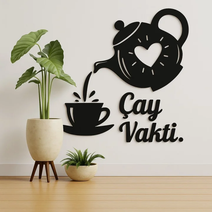 Mey İthalat® Çay Vakti – Ahşap Mutfak Duvar Dekoru