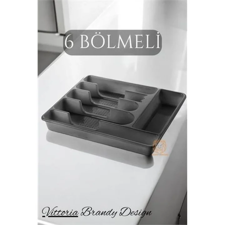 Mey İthalat® Çekmece İçi Kaşıklık Kepçelik 6 Gözlü GRİ 720905