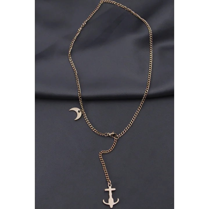 Mey İthalat® Çelik Rose Renk Çapa Tasarımlı Kadın Kolye