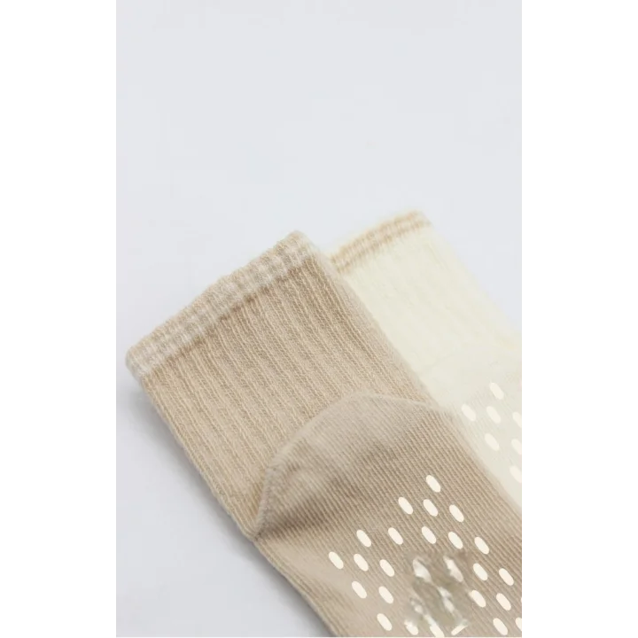 Mey İthalat® Çemberli Basic Penye Kaymaz Soket Çorap 2li 10146 Bej