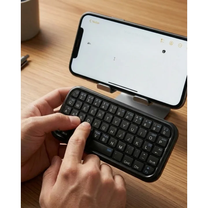 Mey İthalat® Cep Boyutu Kablosuz Bluetooth Klavye Telefon ve Tablet Uyumlu