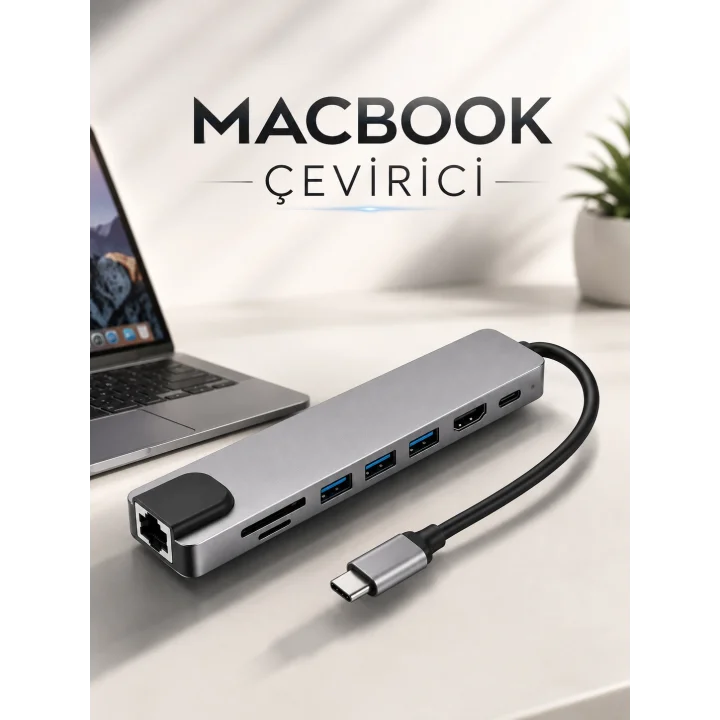 Mey İthalat® Çevirici Dönüştürücü Adaptör Macbook 3 In 1 Type-C To Hdmı USB 3.0
