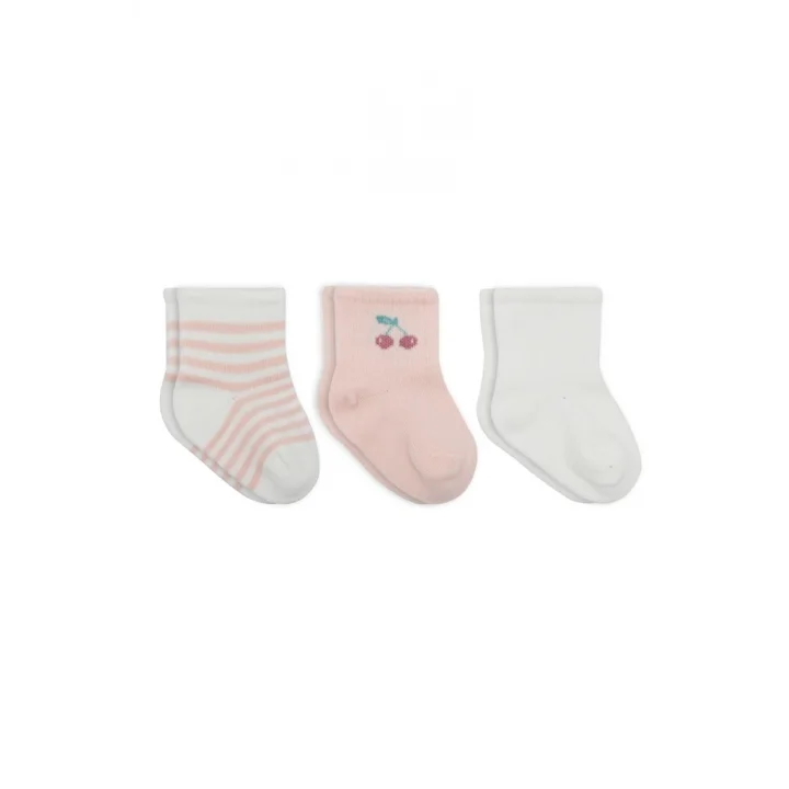 Mey İthalat® Cherry Girl 3lü Penye Soket Çorap 10138 Ekru