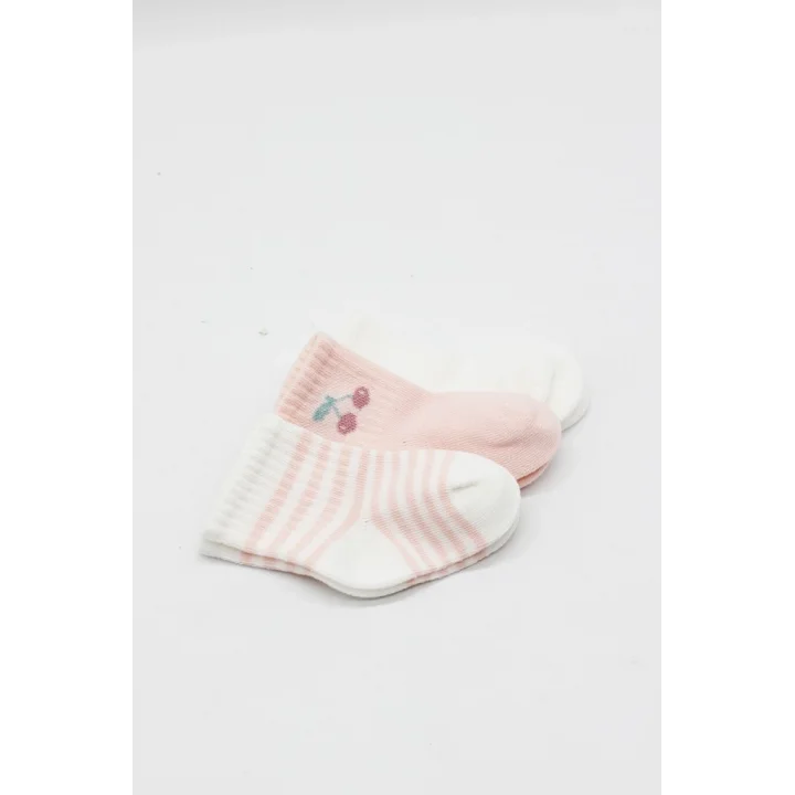 Mey İthalat® Cherry Girl 3lü Penye Soket Çorap 10138 Ekru