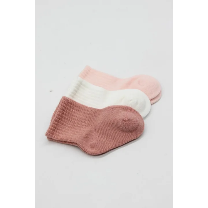 Mey İthalat® Cherry Girl 3lü Penye Soket Çorap 10138 Pudra