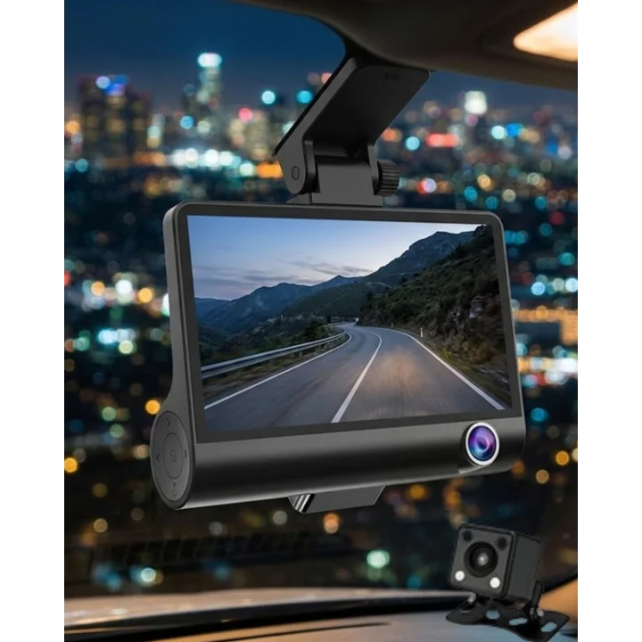 Mey İthalat® Çift Kameralı Araç İçi Kamera Full HD 1080P Gece Görüş ve Park Modlu