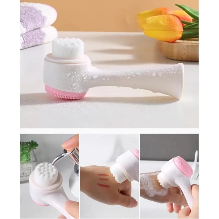 Mey İthalat® Çift Taraflı 3D Yumuşak Yüz Bakım Fırçası