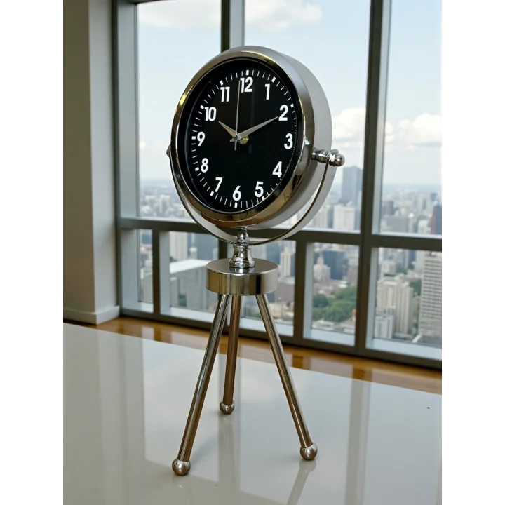 Mey İthalat®  Classic Tasarım Üç Ayaklı Metal Masa Saati