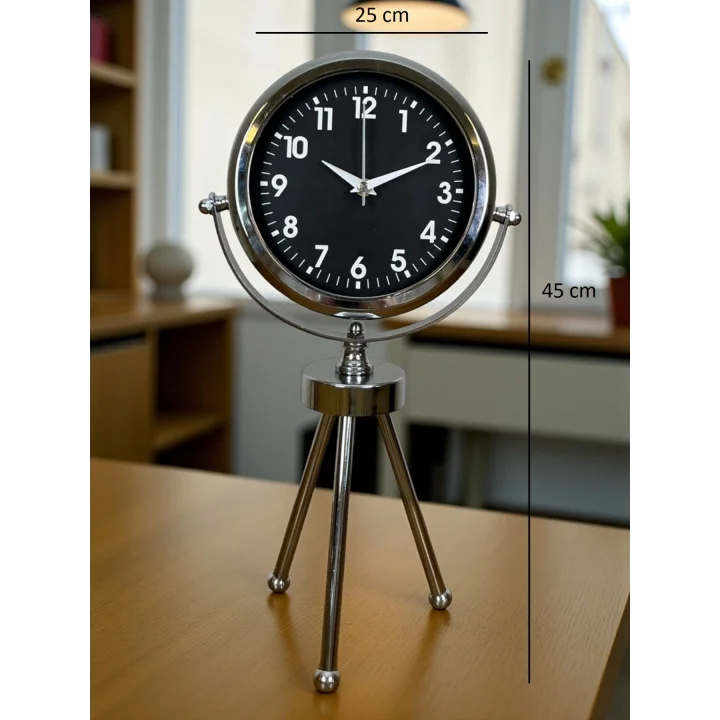 Mey İthalat®  Classic Tasarım Üç Ayaklı Metal Masa Saati