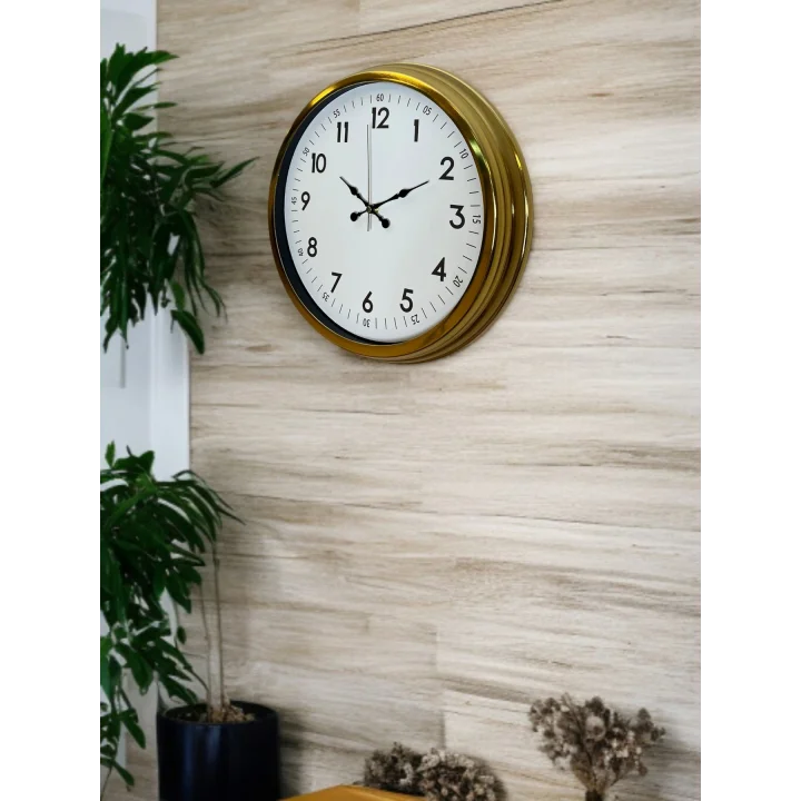 Mey İthalat® Classic White Gold 40 Cm Metal Duvar Saati