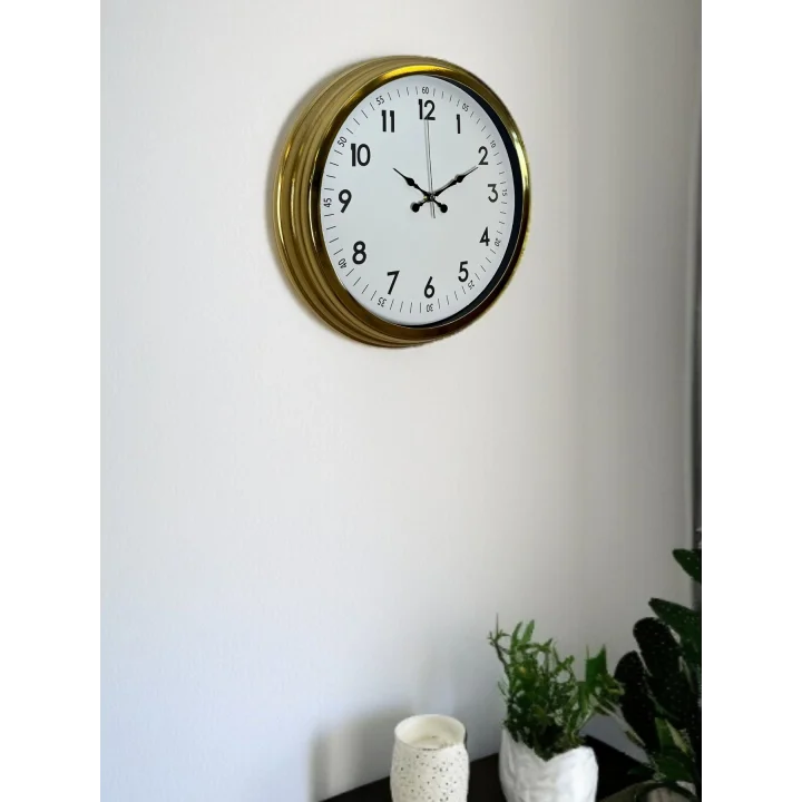 Mey İthalat® Classic White Gold 40 Cm Metal Duvar Saati