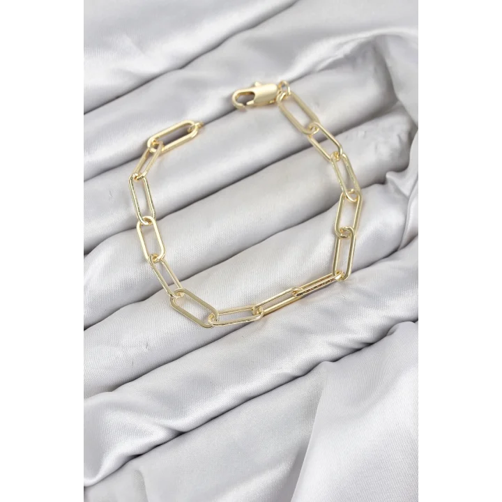 Mey İthalat® CM Ataş Zincir Model Gold Renk Pirinç Kadın Bileklik