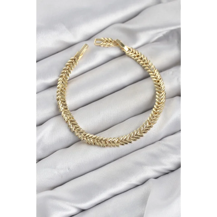 Mey İthalat® CM Başak Model Gold Renk Pirinç Kadın Bileklik