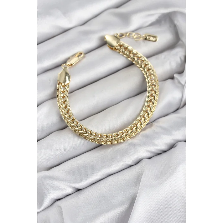Mey İthalat® CM Kalın Singapur Model Gold Renk Pirinç Kadın Bileklik