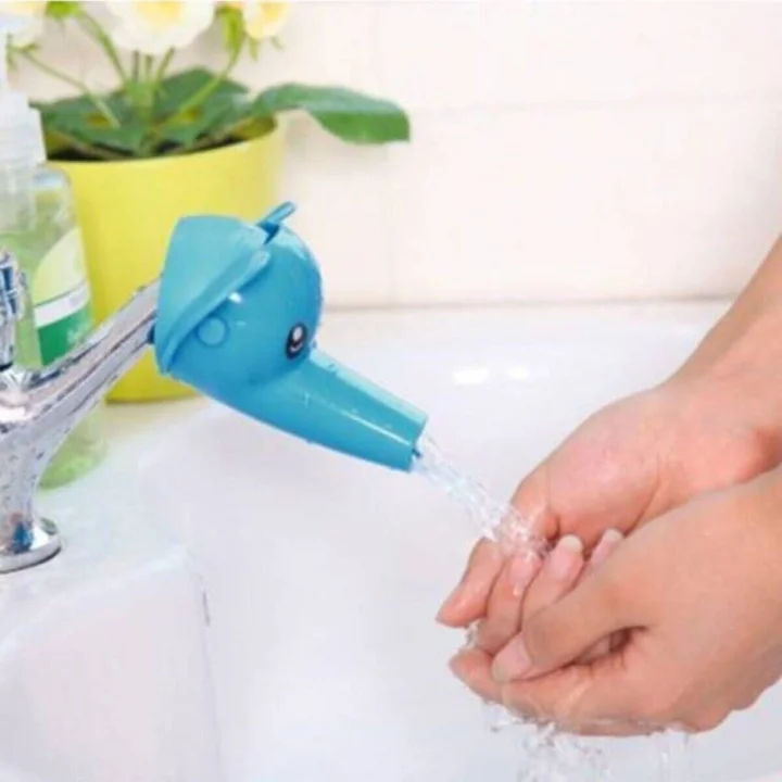 Mey İthalat®  Çocuklar İçin Eğitici ve Güvenli Musluk Uzatıcı Genişletici Başlık Aparatı Fil Figürlü