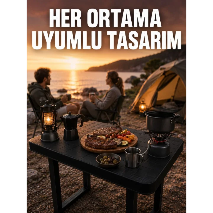 Mey İthalat® Çok Amaçlı Katlanır Kamp Masası Dayanıklı Piknik Balkon Bahçe Masası