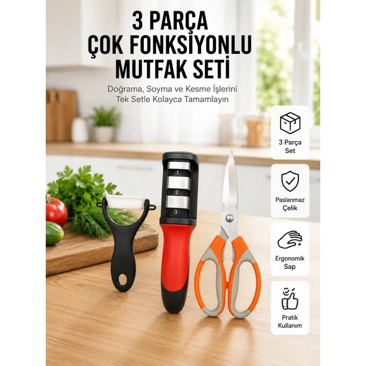 Mey İthalat® Çok Fonksiyonlu Mutfak Makas Seti –Pratik Mutfak Yardımcısı Yeni Nesil