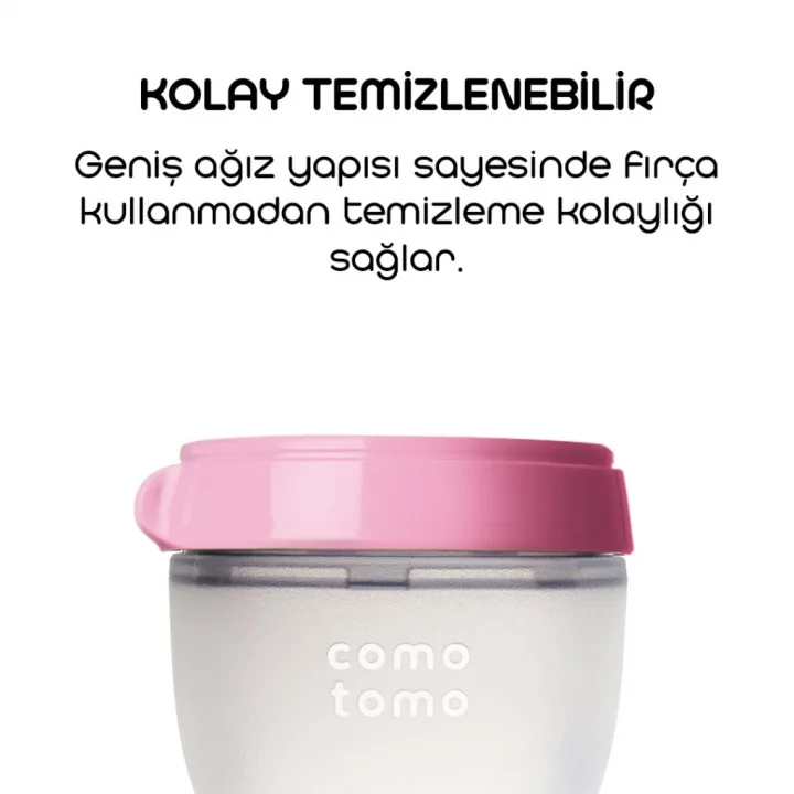 Mey İthalat® Comotomo Antikolik Silikon Biberon 250 ml 3-6 Ay Pembe