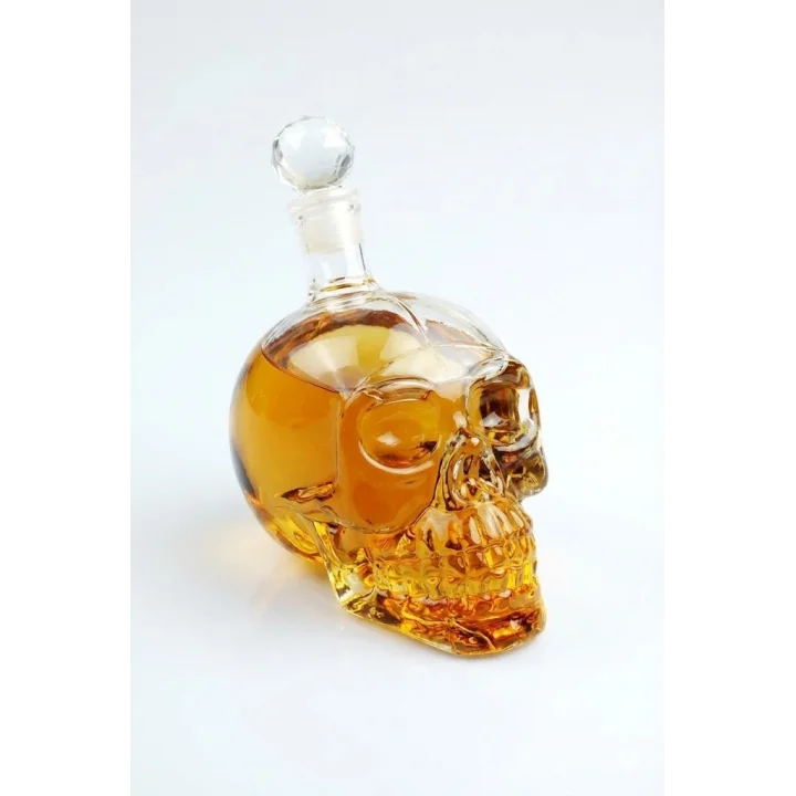 Mey İthalat® Crystal Head Kuru Kafa Cam Şişe  Hediyelik Sürahi (350 ML)