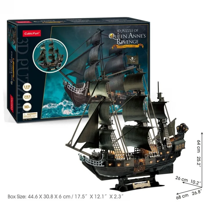 Mey İthalat®  CubicFun Queen Annes Revenge 3D Puzzle 293 Parça LED Işıklı