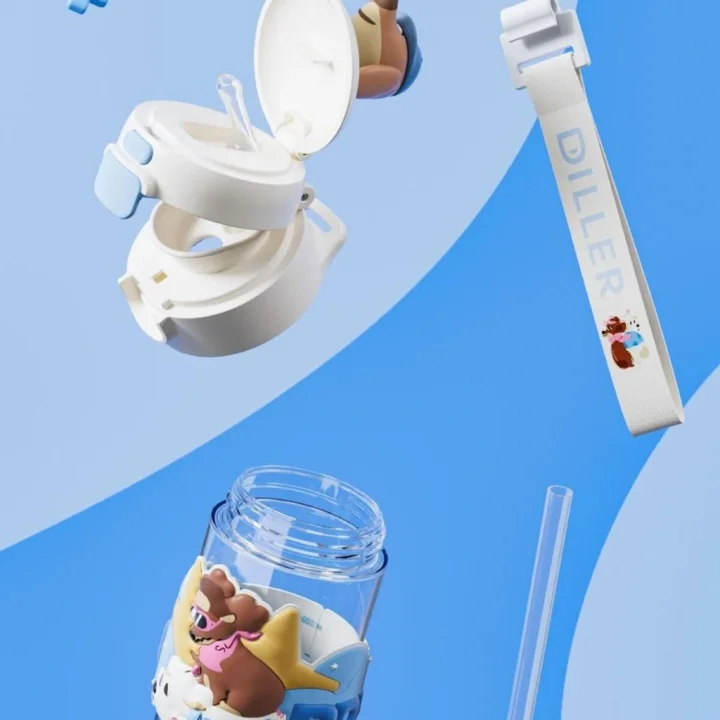 Mey İthalat® D2537 DILLER 600 ML BOYUN ASKILI TRITAN SU MATARASI