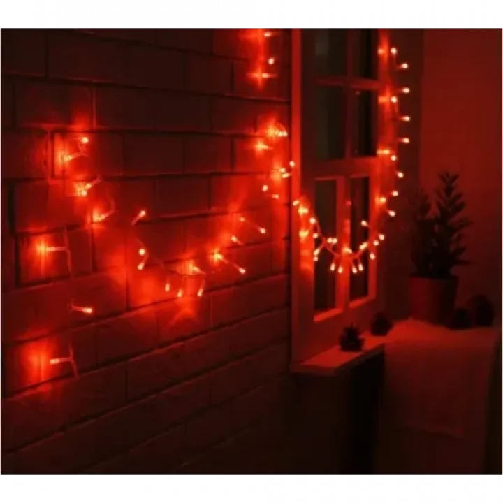 Mey İthalat® Damla Uçlu Kırmızı Dekoratif Işık 10 Metre 100 LED