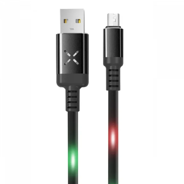 Mey İthalat®  DC09 Ses Duyarlı Işıklı Micro USB Kablo 1M 2A - Siyah