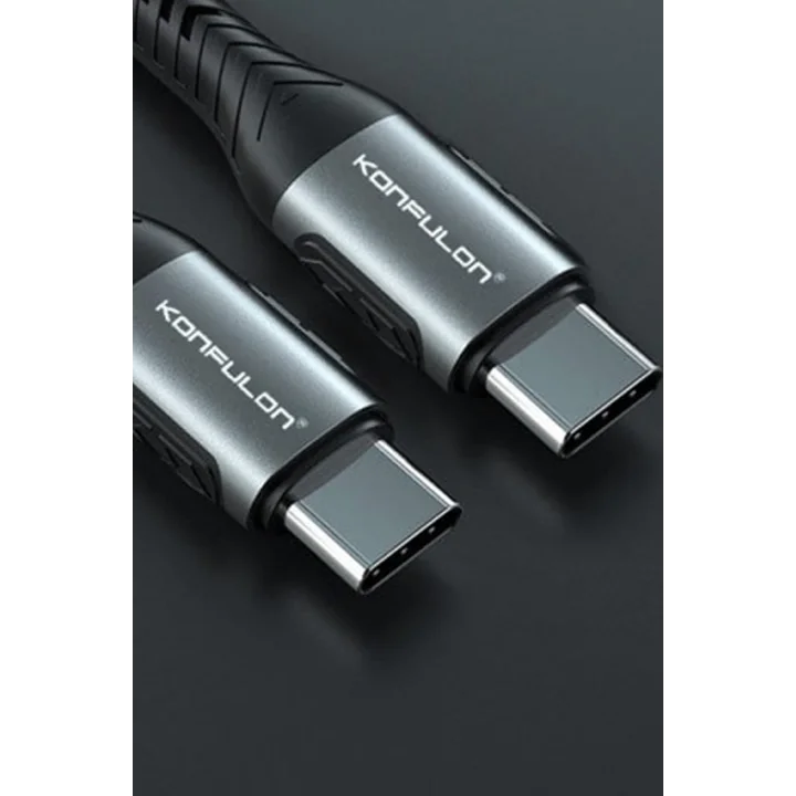 Mey İthalat®  DC43 Type-C to Type-C 1M Örgü 60W Hızlı Şarj Kablo - Yeşil