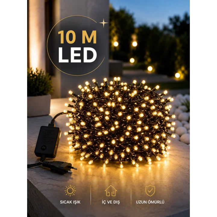 Mey İthalat® Dekoratif Aydınlatma Ampüllü 10 Metre Gün Işığı Şerit Led