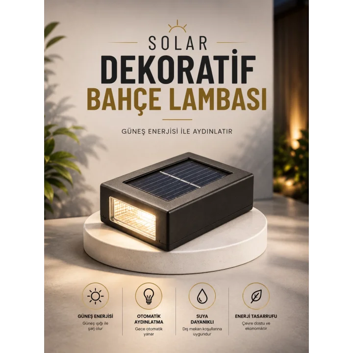 Mey İthalat® Dekoratif Duvar Lambası Solar Güneş Enerjili Bahçe Aydınlatması