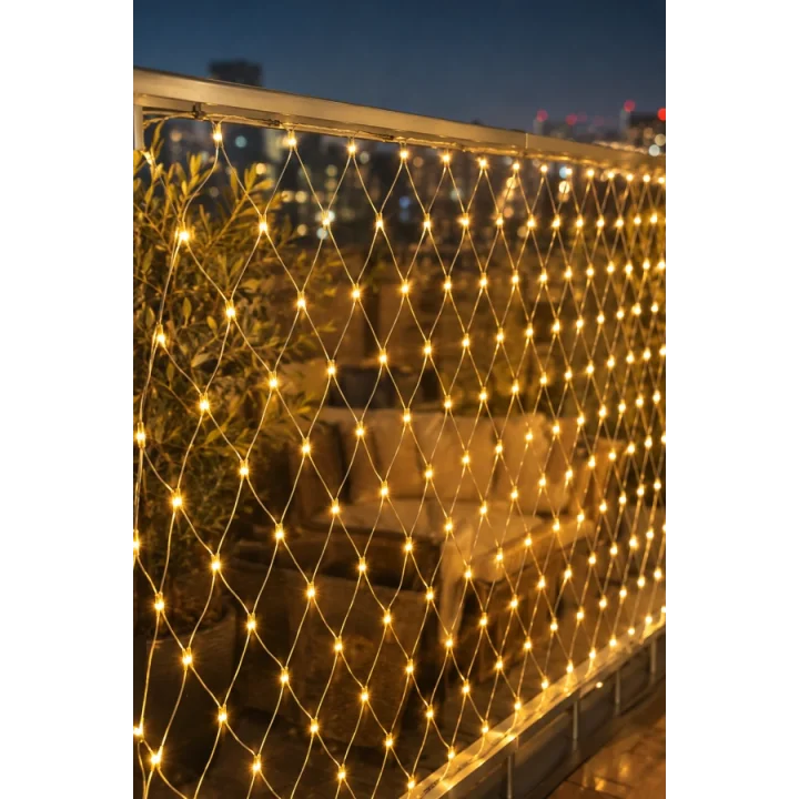 Mey İthalat® Dekoratif LED File Işık Ağ Tasarımlı Balkon Bahçe ve Oda Aydınlatması