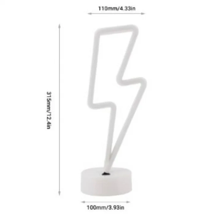 Mey İthalat®  Dekoratif Şimşek Şeklinde Pilli Neon Led a Süs Masa ası