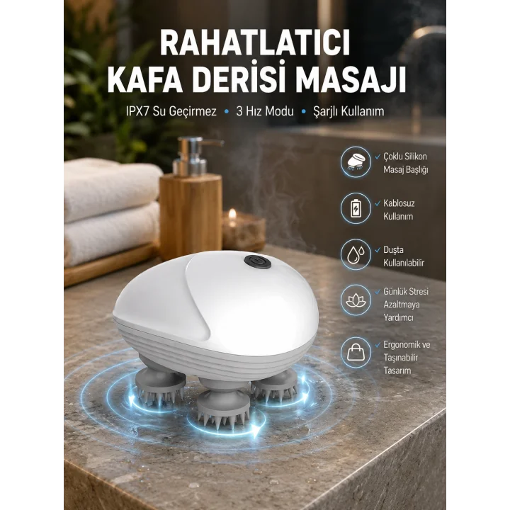 Mey İthalat® Derin Masaj Sağlayan Elektrikli Kafa Masaj Aleti