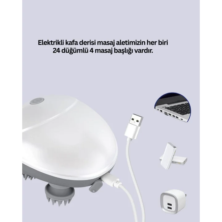 Mey İthalat® Derin Masaj Sağlayan Elektrikli Kafa Masaj Aleti