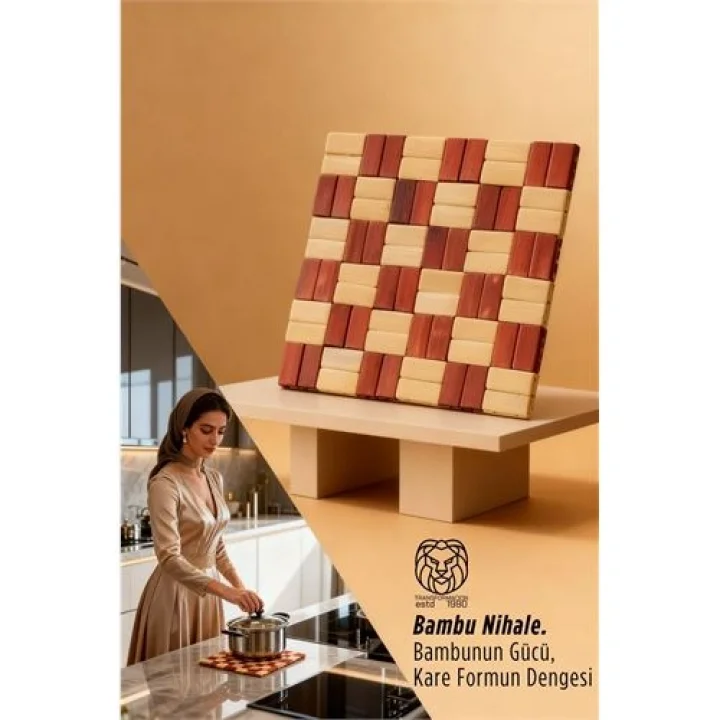 Mey İthalat® Derin Su Serisi - Lüks Kare Bambu Mutfak Nihalesi 17x17 cm