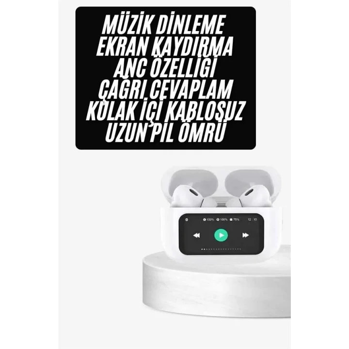 Mey İthalat® Dokunmatik Ekranlı ANC/ENC Yeni Nesil Pro Bluetooth Kulaklık Dokunmatik Ekran Yeni Nesil