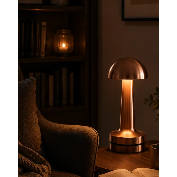Mey İthalat® Dokunmatik Mantar Gece Lambası Bronz LED Masa Aydınlatması