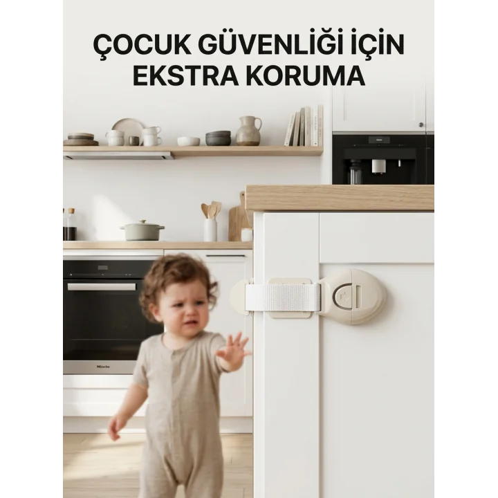 Mey İthalat® Dolap ve Çekmeceler İçin Çocuk Güvenlik Kilidi Pratik Emniyet Aparatı