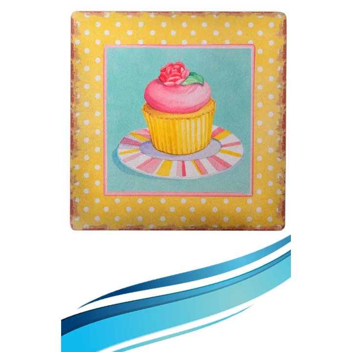 Mey İthalat®   Duvar Panosu 40*40 Cup Cake Muffin Motifli Duvar Süsü