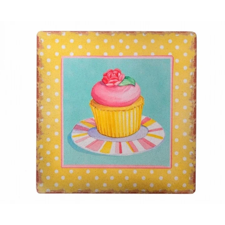 Mey İthalat®   Duvar Panosu 40*40 Cup Cake Muffin Motifli Duvar Süsü