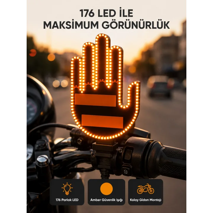 Mey İthalat® El Hareketiyle Kontrol Edilen 176 LED Amber Güvenlik Lambası