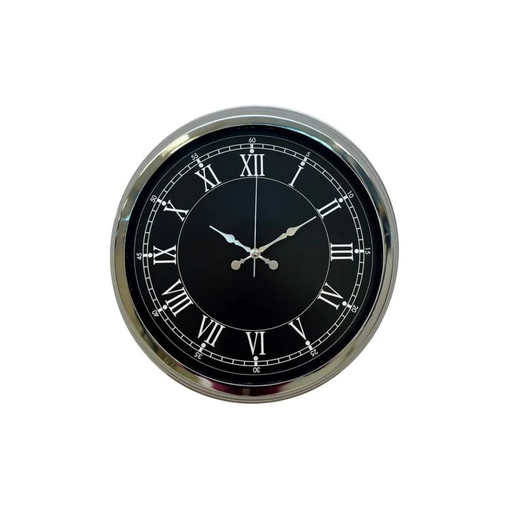 Mey İthalat® Elegance 40 Cm Metal Krom Duvar Saati