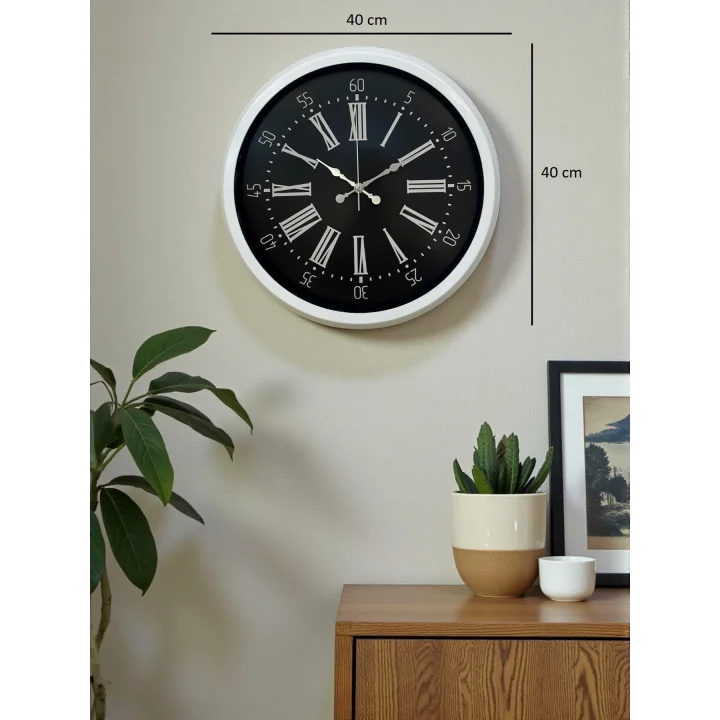 Mey İthalat® Elegance White 40 Cm Metal Duvar Saati