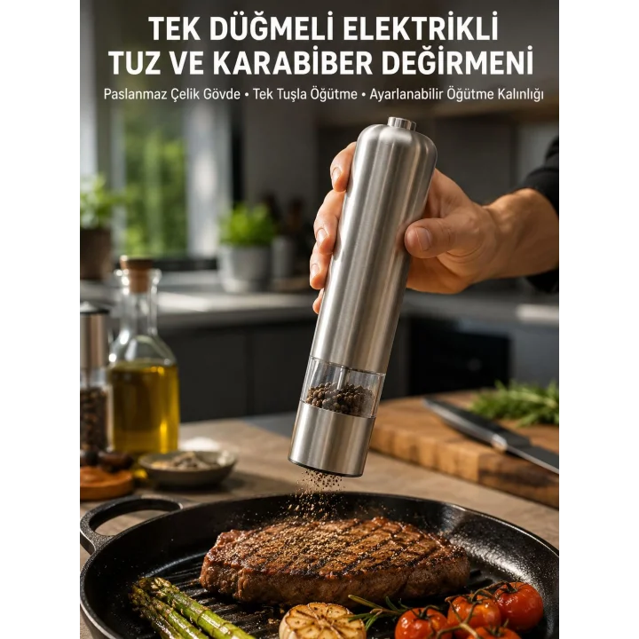Mey İthalat® Elektrikli Baharat Öğütme Cihazı Ergonomik Şeffaf Gövde Yeni Nesil