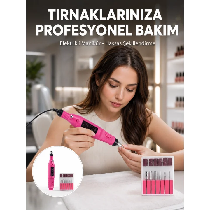Mey İthalat® Elektrikli Profesyonel Manikür Pedikür Seti Değiştirilebilir Başlık Seçeneği Yeni Nesil