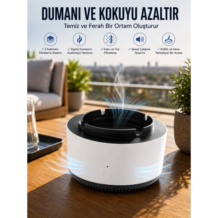 Mey İthalat® Elektronik Küllük Duman Giderici Hava Temizleyici