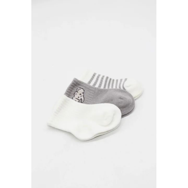 Mey İthalat® Elephant Boy 3lü Penye Soket Çorap 10135 Ekru