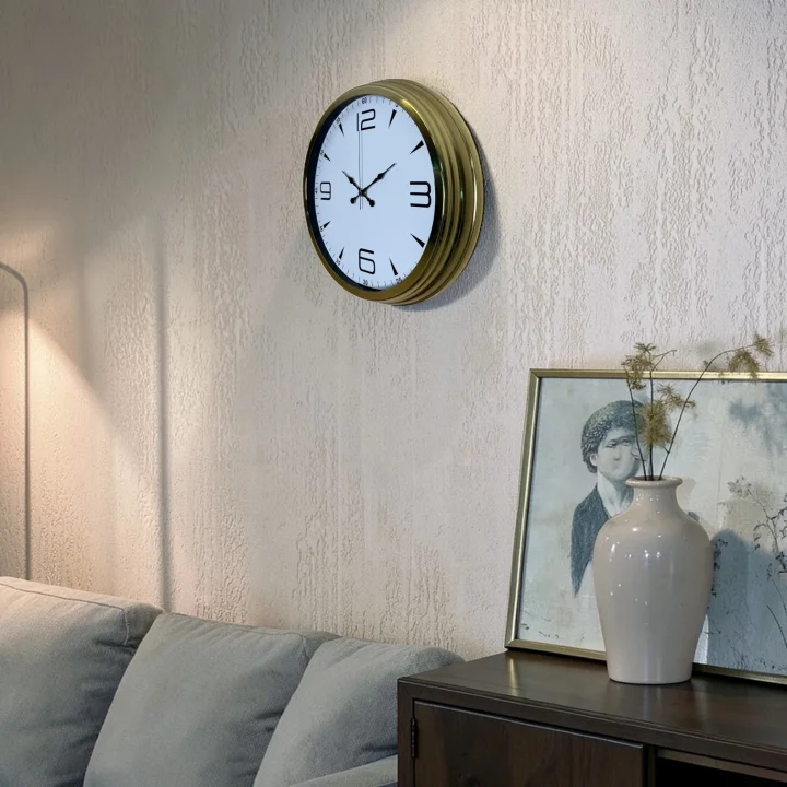 Mey İthalat® Elite Gold 40 Cm Metal Duvar Saati
